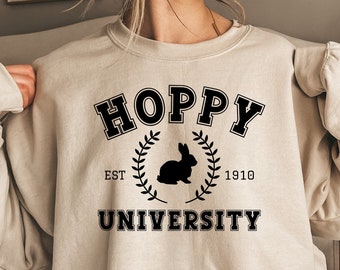 Hoppy University Sweatshirt Easter Bunny Sweatshirt Easter University Bunny Sweatshirt Gift for Easter Bunny University Gift Easter Crewneck