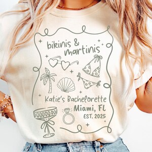 Personalized Bikinis and Martinis Bachelorette Party Shirt Custom Beach Themed Bachelorette Party T-Shirts Bridesmaid Gift for Bridal Party