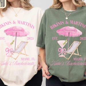 Personalized Bikinis and Martinis Bachelorette Party Shirt Custom Beach Themed Bachelorette Party T-Shirts Bridesmaid Gift for Bridal Party