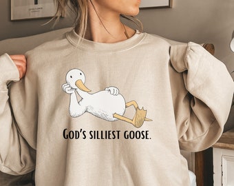 Gottes dümmste Gans Sweatshirt Geschenk für christliche Dumme Gans Sweatshirt Damen Lustige christliche Jesus Rundhals religiöse dumme Gans