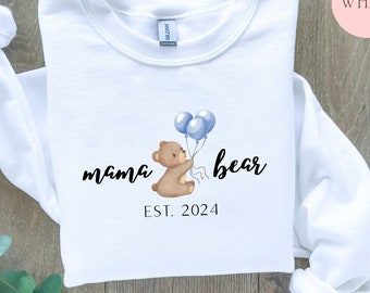 Mama Bär Est 2024 Sweatshirt Geschenk für Mama 2024 Neue Mama Rundhalsausschnitt Gegründet 2024 Nettes Geschenk für Neue Mutter Mama Bär Pullover Mutter Pullover