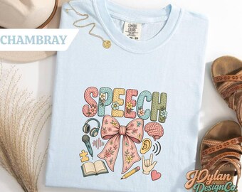 SLP Shirt, Speech Faux Patch Tee, Comfort Colors Speech Therapy Gift, SLP Language Pathologist Appreciation, Bhsm May 2026