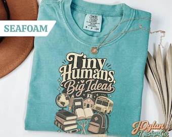 Teacher Shirt, Tiny Humans Big Ideas, Elementary K-3 Teacher Gift, Comfort Colors Distressed Vintage Tee, Back To School