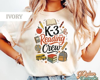 Teacher Shirt, K-3 Reading Crew Leopard Tee, Elementary Teacher Gift, Comfort Colors Back to School