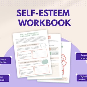Cahier d'exercices sur l'estime de soi | Exercices guidés, affirmations et pistes de réflexion | Fiches d'exercices numériques sur l'estime de soi | Gagnez en confiance