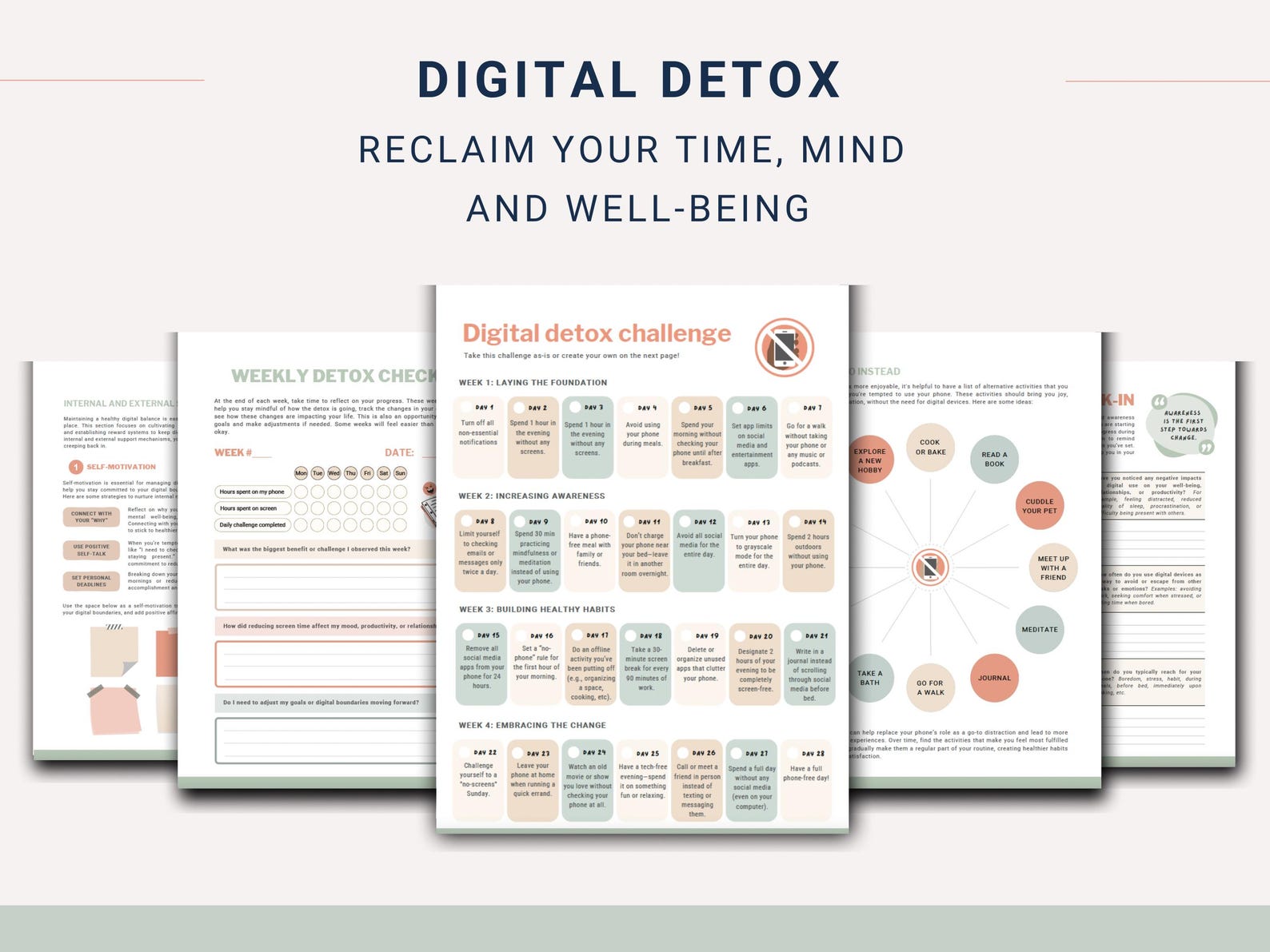 Digital Detox Workbook: 28-Day Tracker (Digital Download)