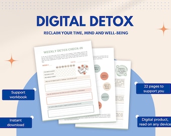 Digital Detox Workbook: 28-Day Tracker, Tech Boundaries (PDF Digital Download)