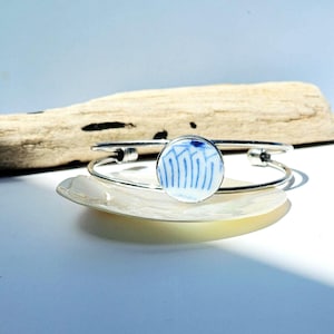Cuff Bracelet and Japanese Sea Pottery: Stainless steel jewelry, Handmade