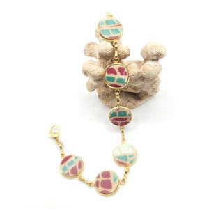 Pulsera de cerámica del Mediterráneo: joyería de acero inoxidable bañada en oro