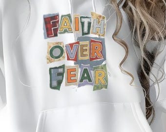 Felpa con cappuccio cristiana "Fede contro la paura", regalo ispiratore