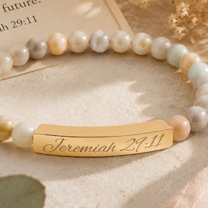 Jeremiah 29:11 Engraved Bracelet, Christian Gift for Women, Custom Faith Jewelry, Bible Verse Bracelet Gift, Confirmation Graduation Gift
