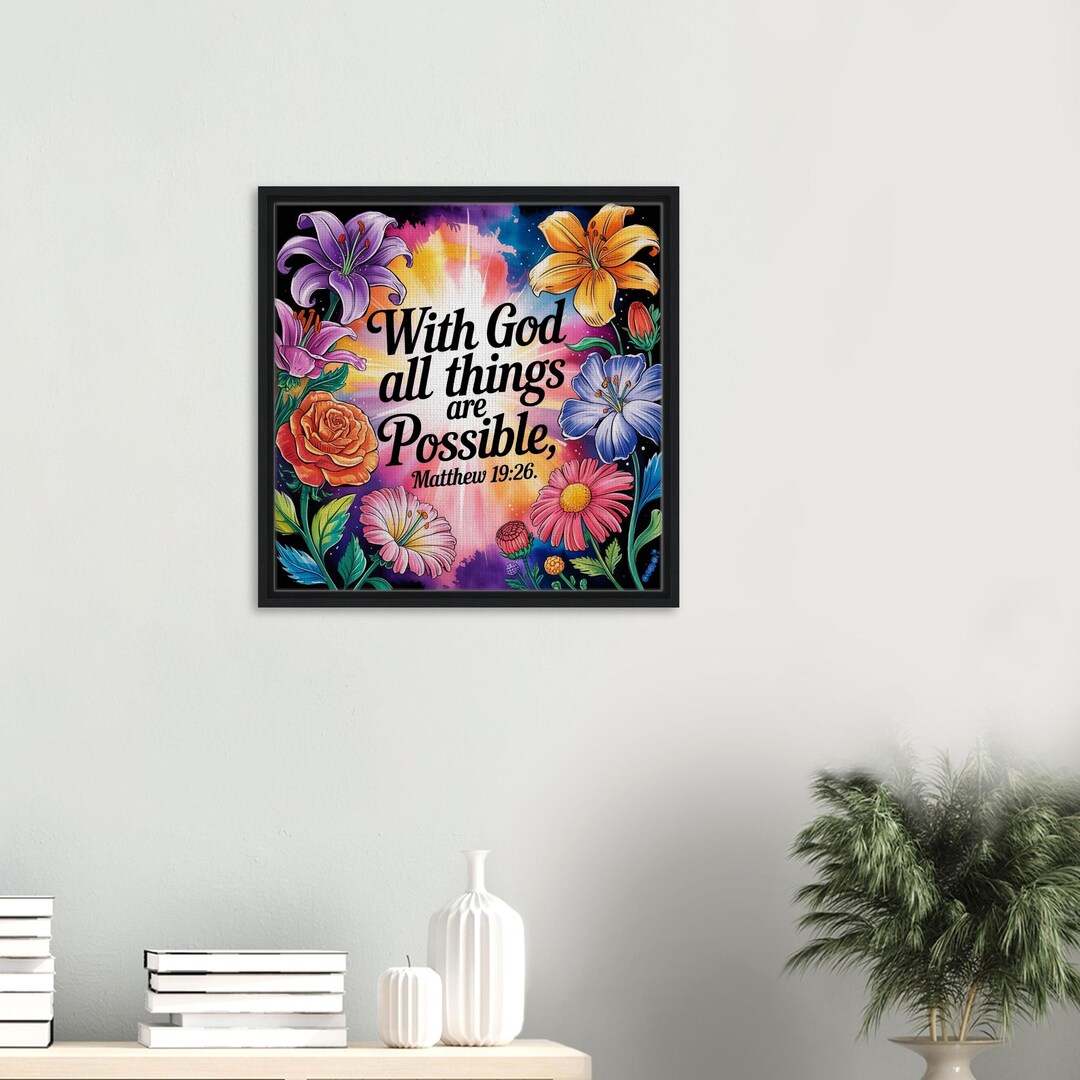 Floral Bible Verse Canvas Print, Christian Wall Art - Etsy