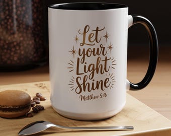 Taza «Deja que tu luz brille», regalo cristiano, taza de café con versículo bíblico