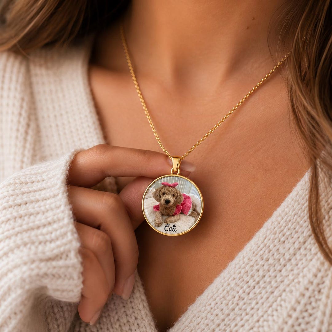 Custom Pet Memorial Necklace, Dog Loss Gift, Personalized Pet Photo ...
