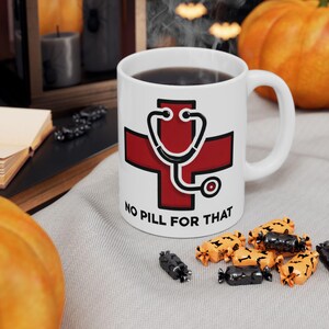 Koffiemok verpleegkundige, geen pil voor verpleegkundige, grappige medische mok, kopje verpleging thee, cadeau voor verpleegkundige, cadeau medisch professional, waardering verpleegkundige