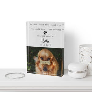 Personalized Pet Memorial, Gift for Pet Lover, Pet Memoriam, Dog memorial gift, Dog picture frame, Pet loss gift, Custom pet Photo Block