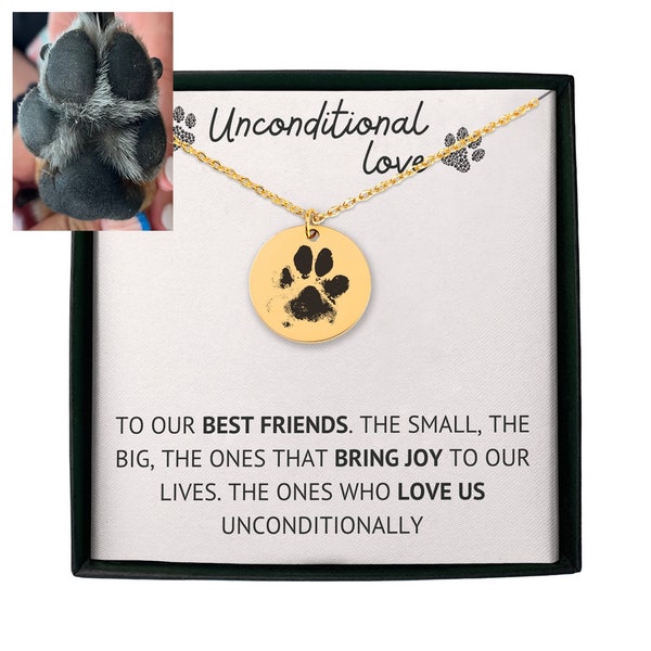 Paw print necklace, Pet memorial loss, Dog Paw Necklace with a name-Custom Dog Paw Print Necklaces, Personalized Cat Dog Nose Print Jewelry