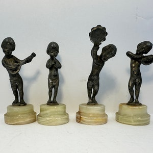 Vintage Italian Cherub set 4&quot; Cherubs Playing Musical Instruments Made in  Italy