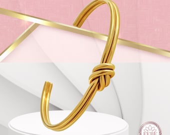 Minimalist bangle, knot bracelet, gold knot bracelet, open cuff bracelet, friendship bracelet, bridesmaid gift, minimalist bracelet