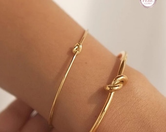 Minimalist Knot Bracelet, Gold Bangle for Women,Friendship Gift, Bridesmaid Jewelry,Dainty Cuff Bracelet, Wedding Gift, Best Friend Bracelet