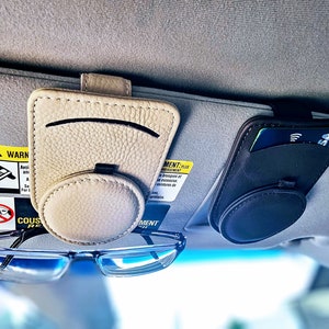 Leather Sunglasses Holder - Car Visor Organizer