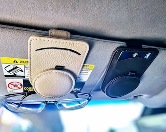 Leather Sunglasses Holder - Car Visor Organizer