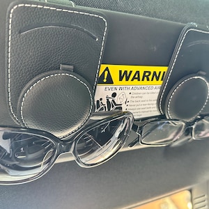 2-Pack Leather Sunglasses Holders - Car Visor Organizer NEW DESIGN