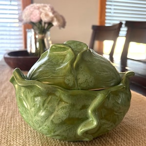 Holland Mold Cabbage ceramic Lidded Bowl or Vintage Decor