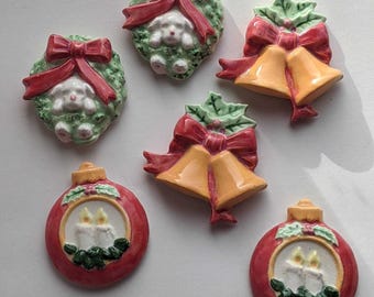 Ceramic Christmas Magnets Set Of 8 - Handcrafted Holiday Fridge Magnets For Cards, Gifts & Decor