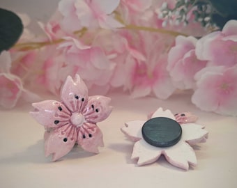 Kirschblüten Magnet, Sakura Keramik Dekor, einzigartiges niedliches rosa Keramik Geschenk
