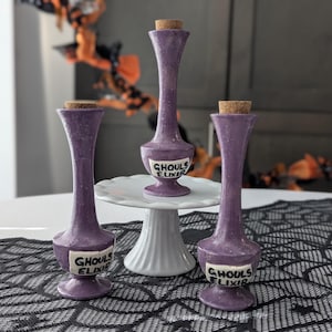 Handgemachte Keramik Alchemie Ghouls Elixier Potion Flaschen - Halloween Witchy Decor, Gothic Home Gläser, gruseliges Apotheker Set, Einzigartiges Geschenk