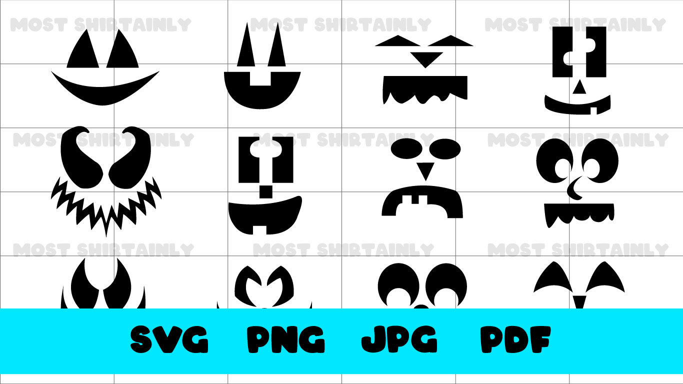 Simple Pumpkin Stencils Svg, Png, Jpg, and Pdf Etsy