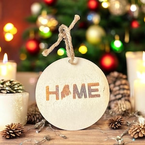 Maine State Wood Christmas Ornament