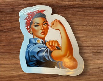 Asian American Rosie the Riveter Vinyl Sticker