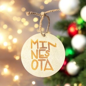 Minnesota State Wood Christmas Ornament
