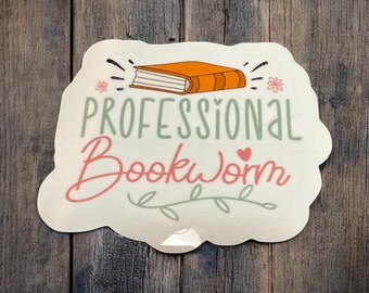 Professional Bookworm Waterproof, Vinyl, Laptop, Tumbler, Sticker