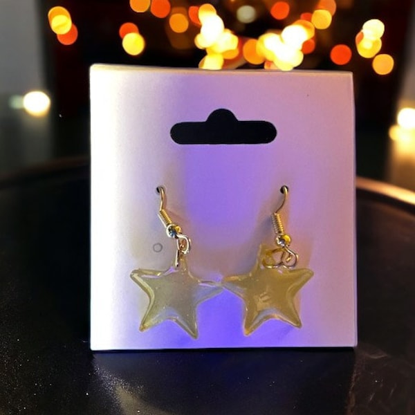 Yellow Star Dangly Earrings