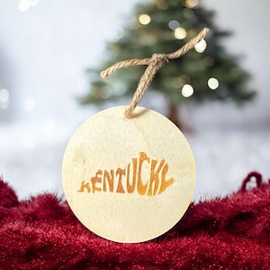 Kentucky State Wood Christmas Ornament