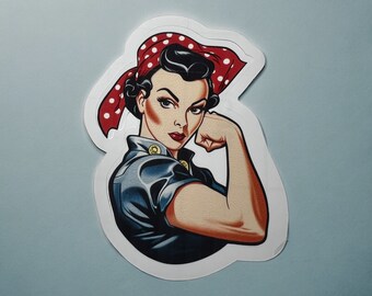 Rosie the Riveter Wasserdichter Vinyl-Aufkleber, Laptop-Aufkleber, Becher-Aufkleber