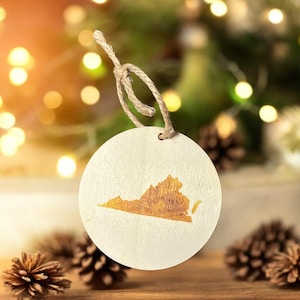 Virgnia State Wood Christmas Ornament