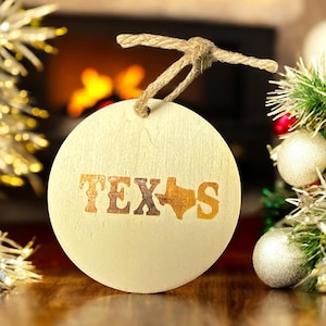 Texas State Wood Christmas Ornament