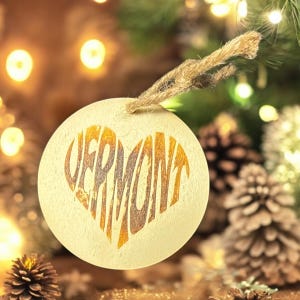 Vermont State Wood Christmas Ornament