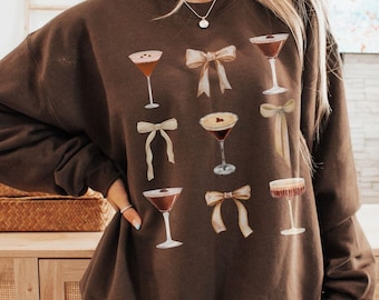 Espresso Martini Sweatshirt, Dirty Martini Lovers Gift, Tini Time Shirt, Bachelorette Party Gift, Cocktail Sweater, Coquette Aesthetic