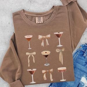 Espresso Martini Sweatshirt Aesthetic,  Martini Lover Gift, Tini Time Comfort Colors® Shirt, Bachelorette Party Gift, Cocktail Sweater