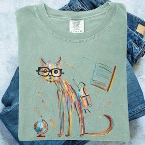 Funny Teacher Cat Shirt, Cat Teacher Shirt Comfort Colors®, Summer Teacher Gift, Cat Lover Gift, Cute Back to School Tee, Funny School Tees