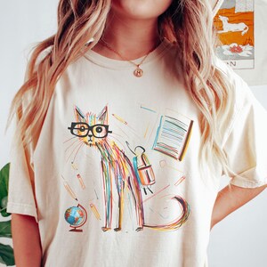 Funny Teacher Cat Shirt, Cat Teacher Shirt Comfort Colors®, Summer Teacher Gift, Cat Lover Gift, Cute Back to School Tee, Funny School Tees