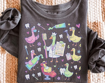 Dental Shirt Comfort Colors®, Funny Goose Long Sleeve Tshirt Gift for Dentist