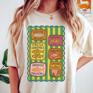 Vintage Sardines Comfort Colors® Shirt, Tinned Fish Tee, Fisherman Aesthetic, Coastal Grandma, Tomato Girl Summer, Ocean Inspired Style
