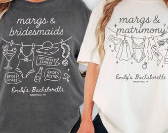 Margs and Matrimony Bachelorette Shirt: Comfort Colors Bridal Party Tee