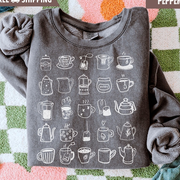 Comfort Colors® Tea Cup Sweatshirt, Trendy Tea Party Sweater, Gift for Tea Lover